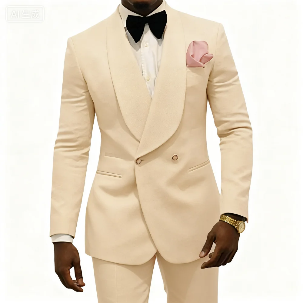 Italian Design Customizable Men's Wedding Terno with Rose Jacket Smoking Suit 2-Piece Set (Coat + Pants)