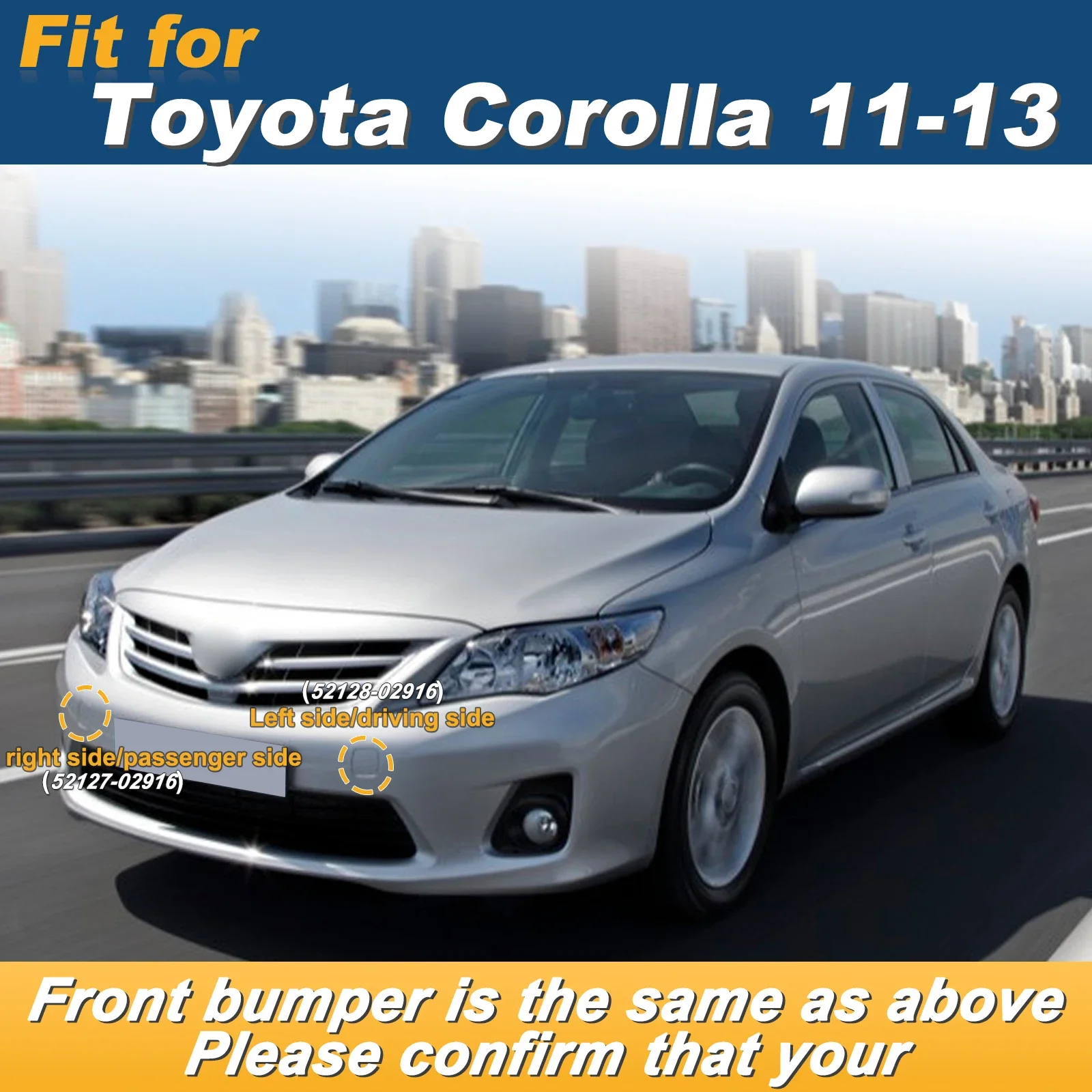 For Toyota Corolla 2011 - 2013 Front Bumper Tow Hook Cover Caps Left Right Set Parts 5212802916 5212702916