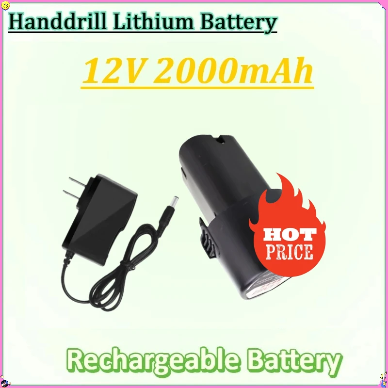 

12V 2000mAh for Electric Screwdrivers Drills Mini Angle Grinders Power Tools with Charger New Lithium-ion Rechargeable Battery
