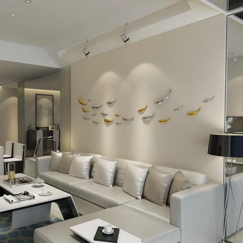Electroplated Simulation Fish Wall Hanging 3D Stereo Art Pendant Easy Install for Living Room Bedroom Home Decor
