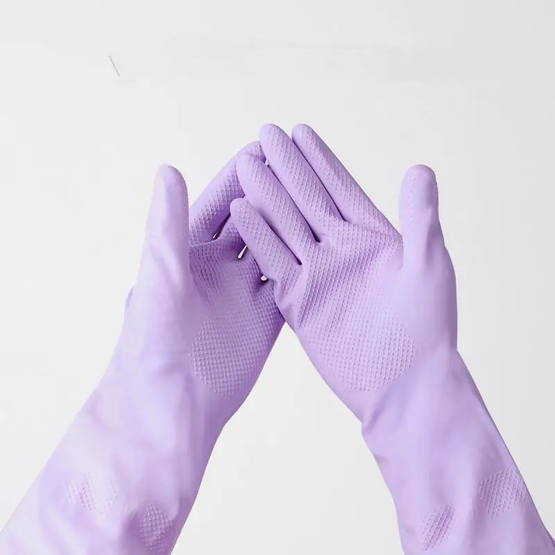 1 Paar Latex-Geschirrspülhandschuhe, mit rutschfestem Griff, wasserabweisender, wiederverwendbarer Gummihandschuh, für die Reinigung von Küche und Bad – Detail 11