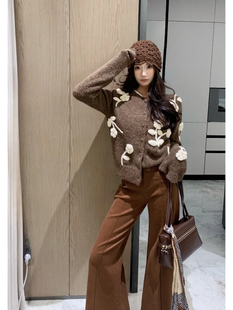 

New Dadada Unique Knitted Sweater Women's Design Sensation High-End Feel Casual Sle Long Sve Polyester Nylon Wool Blend