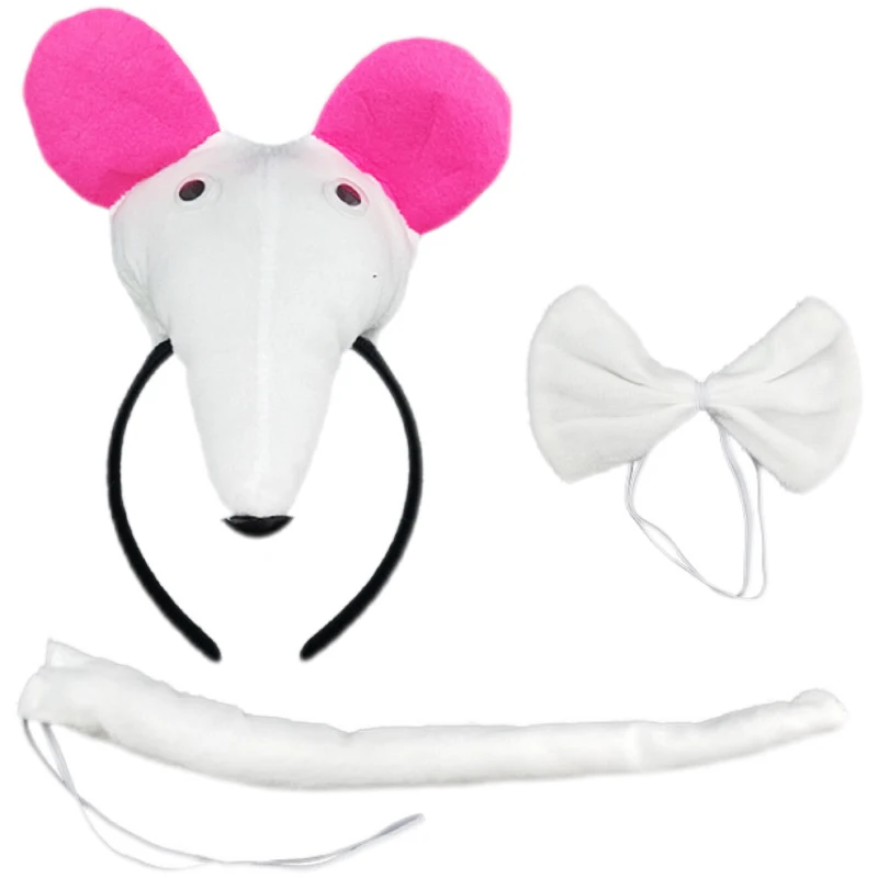 Cartoon Mouse Ears Headband para crianças, Bow Tie Tail Set, Festa de Carnaval, Cosplay Decoração, Performance Props, Cute Performance