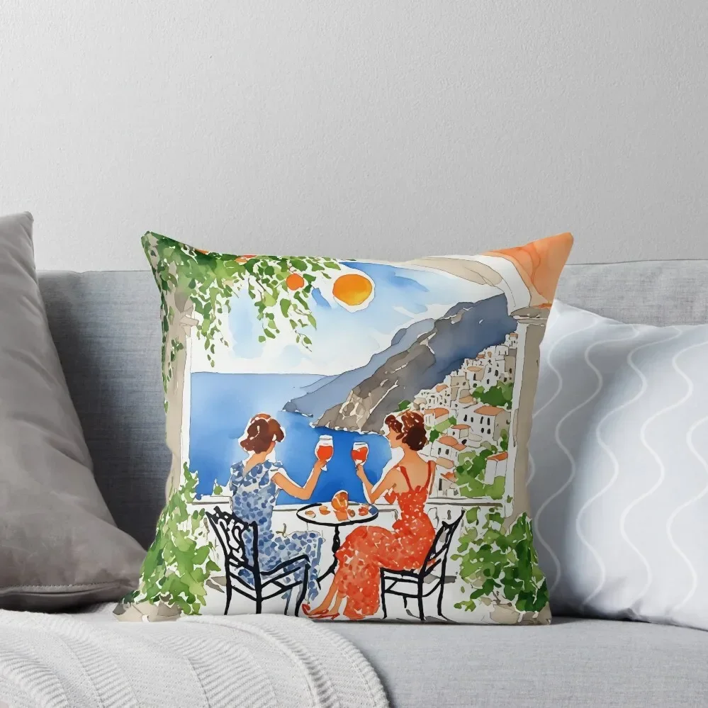 

Aperitivo in Amalfi Watercolor Throw Pillow anime girl Luxury Pillow Cover Decorative Cushions For Luxury Sofa pillow