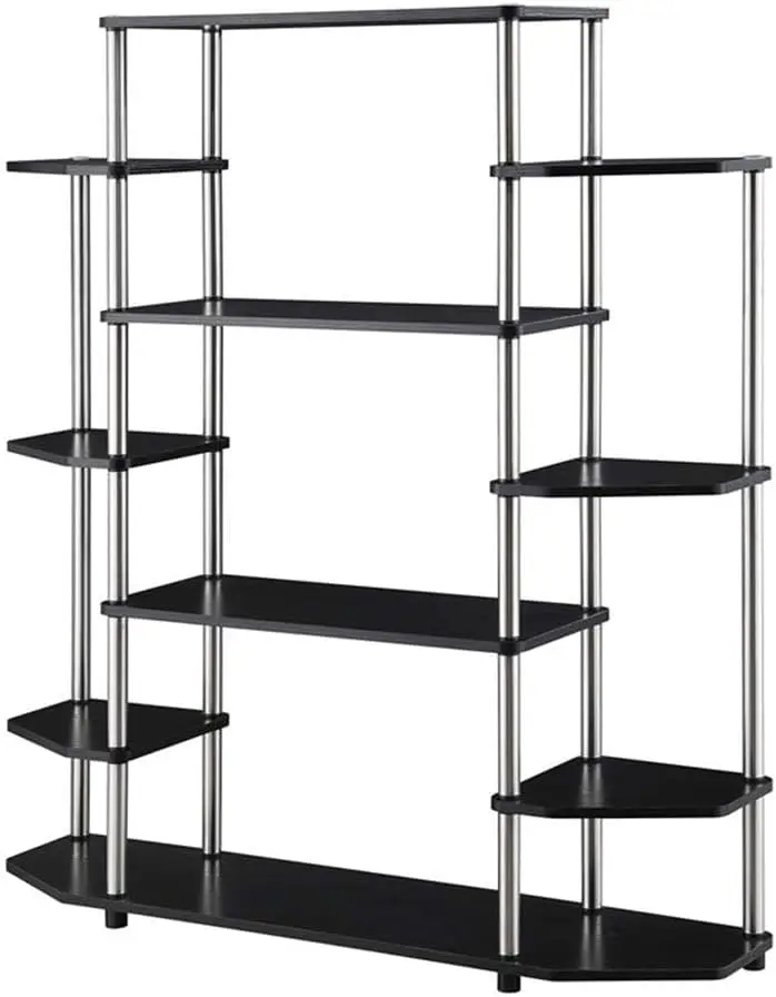

Designs2Go No Tools Wall Unit Bookshelf, 10 Shelves, Black, Contemporary Storage for Living Room, Office, Den