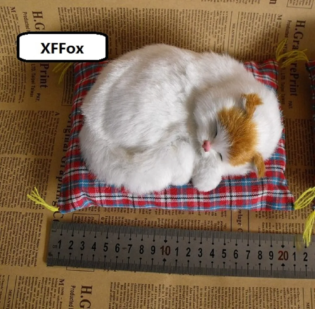 new sleeping real life yellow head cat model plastic&furs new simulation white cat gift about 20x15cm xf1252