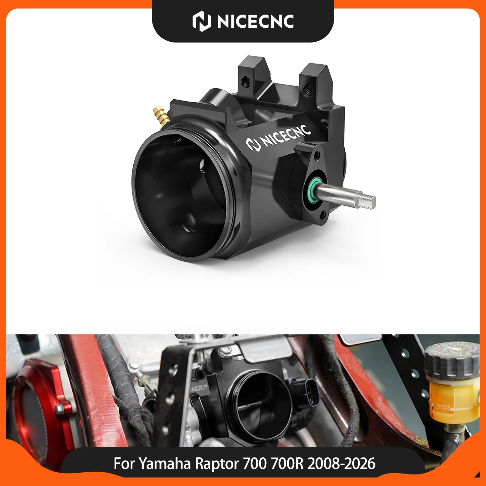 NICECNC For Yamaha Raptor 700 700R RSE YFM700 2008-2026 50MM Diameter Throttle Body Kit Aluminum Weatherproof ATV Accessories