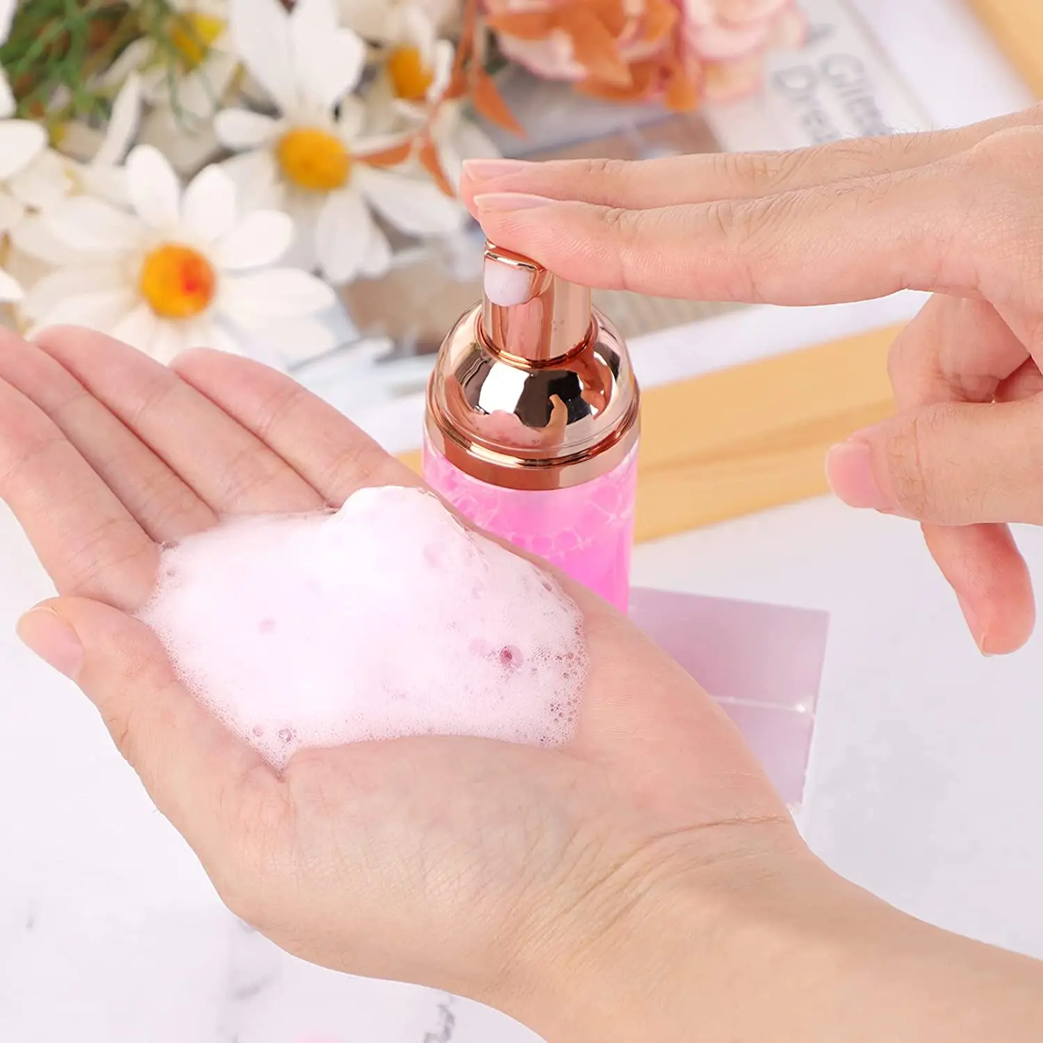 10 قطعة 2 أوقية 60 مللي مضخة بلاستيكية من الذهب الوردي موزع رغوة زجاجات لإعادة الملء للسفر صابون اليد رغوة الشامبو تنظيف قشتالة #5