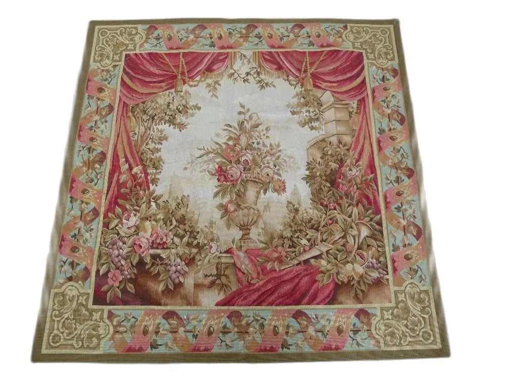 Free Shipping 100% 3.3'X5' Handmade wool aubusson tapestry gobelin carpet, wool tapestry paintings