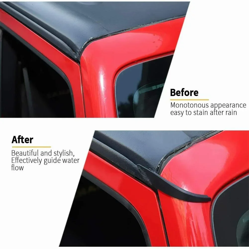 Car Roof Water Rain Gutters Suitable For Jeep For Wrangler JK 2007-2017 Rain Trough Extension Fittings Auto Rain Diverter Parts