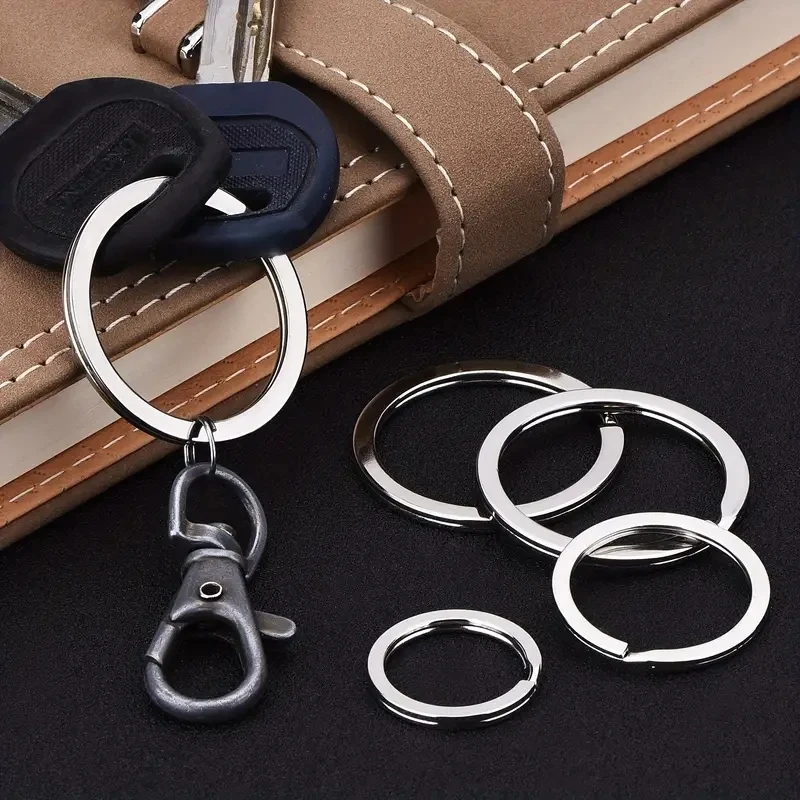 10/20pcs Polished sliver Round Flat Line Split Keyring Stainless Steel Key Rings for Jewelry Making Keychain DIY Finding 25-35mm