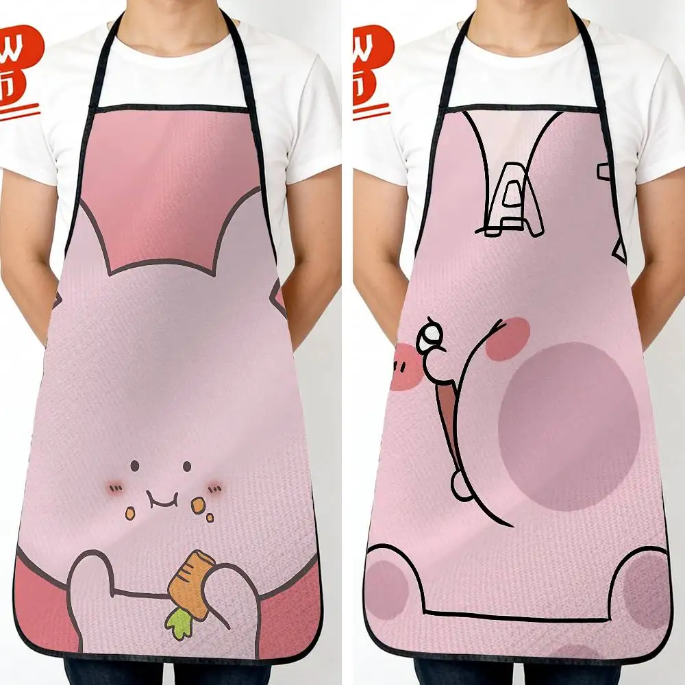 cute pink Rabbit Asamimichan New Fashion Kitchen Aprons for Woman Men Chef Work Apron for Grill Restaurant Bar Shop Cafes Beauty