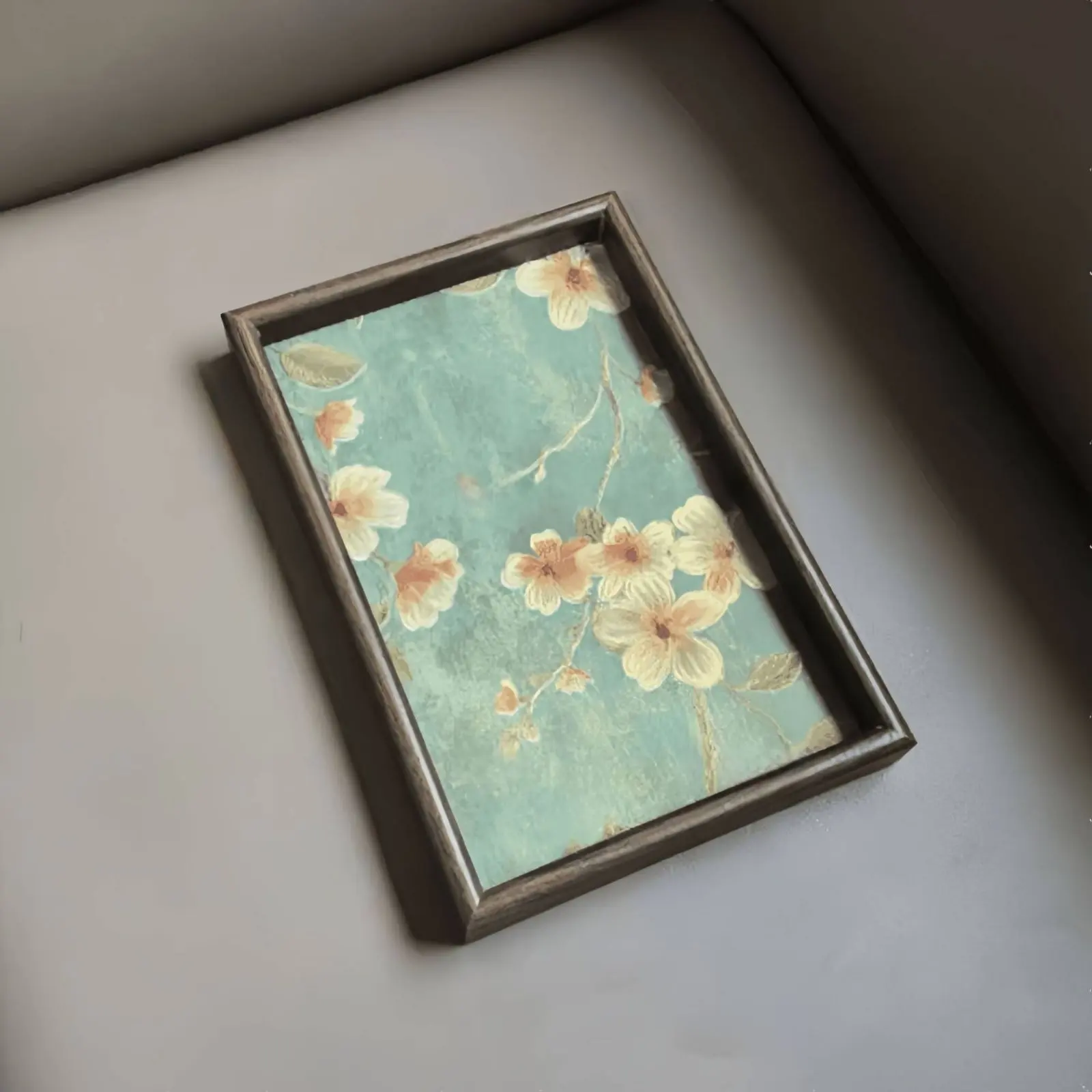 

Chinese Design Tray Fashionable Retro Flower Tray Household Decor Vintage Tableware Sturdy for Entryway, Living Room