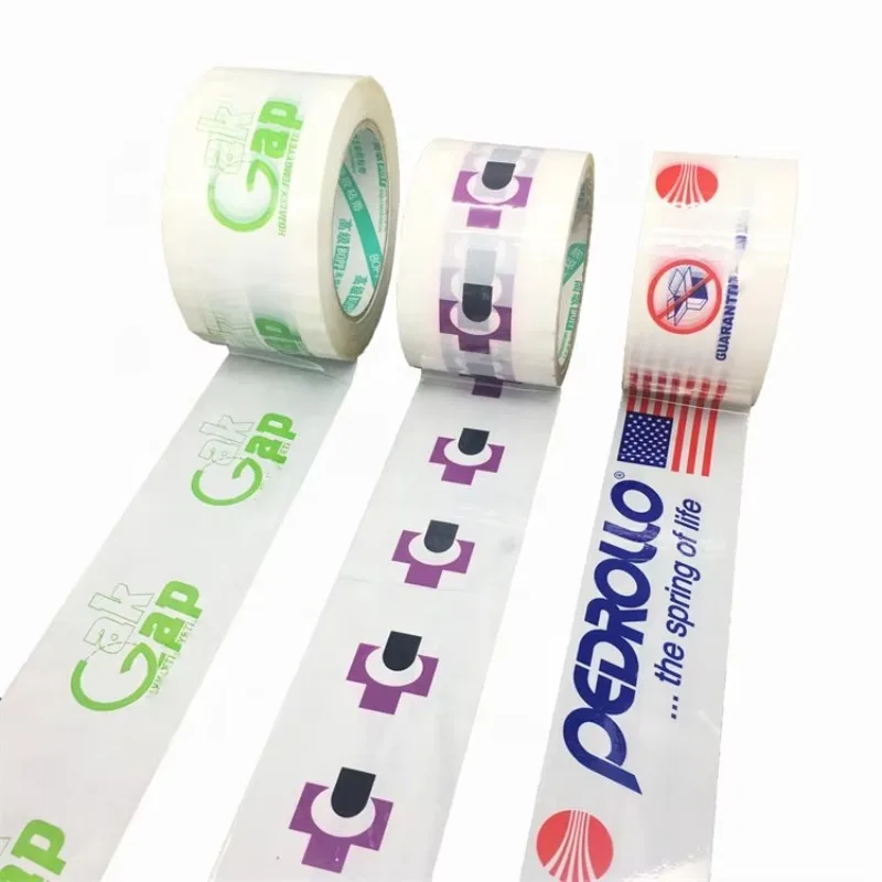 Logo Printed BOPP Adhesive Packing Tape Single 48mm 66m Acrylic Pressure Sensitive for Carton Sealing Company Logo Printed