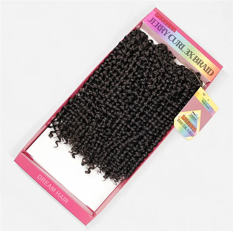 Qp hair jerry curly 3x braid Hair Extensions Black Brown Burgundy Ombre Crochet Braids Synthetic Braiding Hair 10 inch