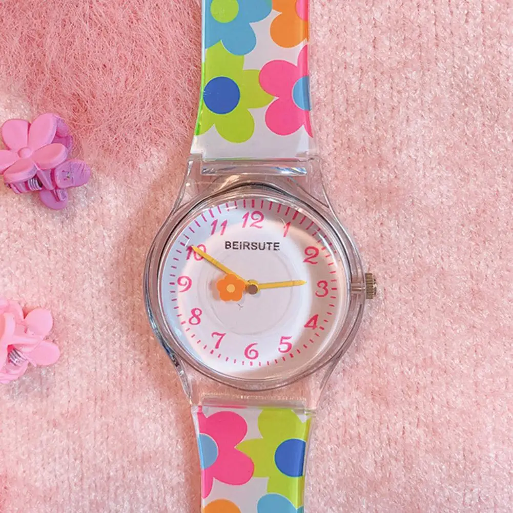 Colourful Flowers Children\'s Gifts Watches Girls Kids Students Party Korean Fashion Cute Girl Heart Girl Candy Jelly Wrist Watch