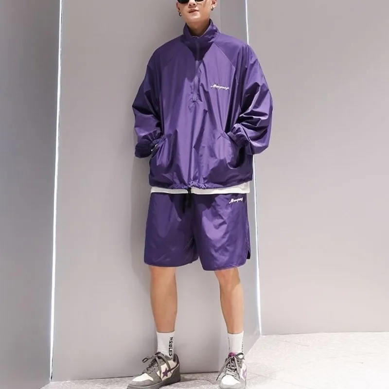 

Мужской комплект: быстросохнущая куртка с защитой от УФ-излучения и шорты, летний легкий спортивный костюм, модная одежда с полной защитой от солнца