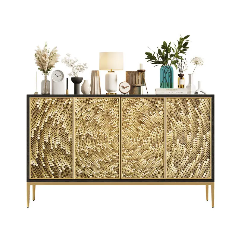 Light luxury entrance cabinet foyer shoe cabinet living room glass painted art storage decorative cabinet American dining side