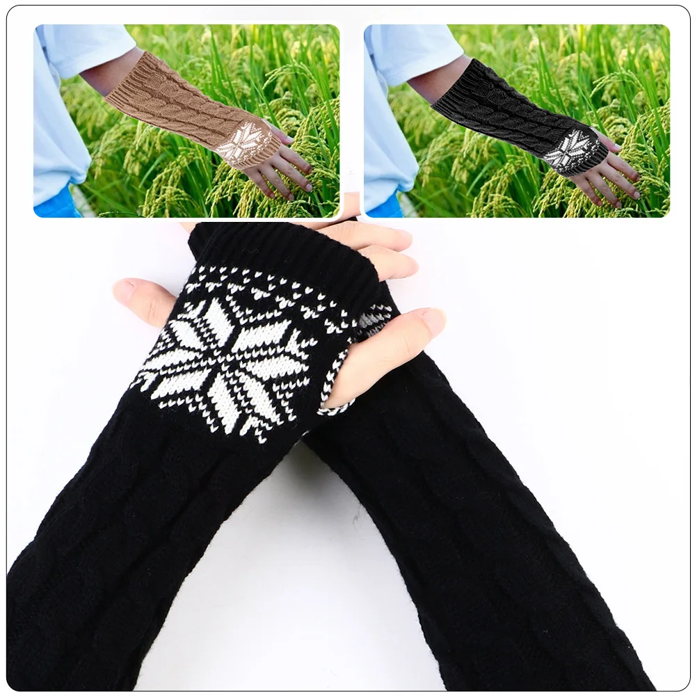 

Xmas Themed Covers Lightweight Long Arm Sleeves For Women Warm Winter Gloves Washable Elbow Protectors Portable Arm