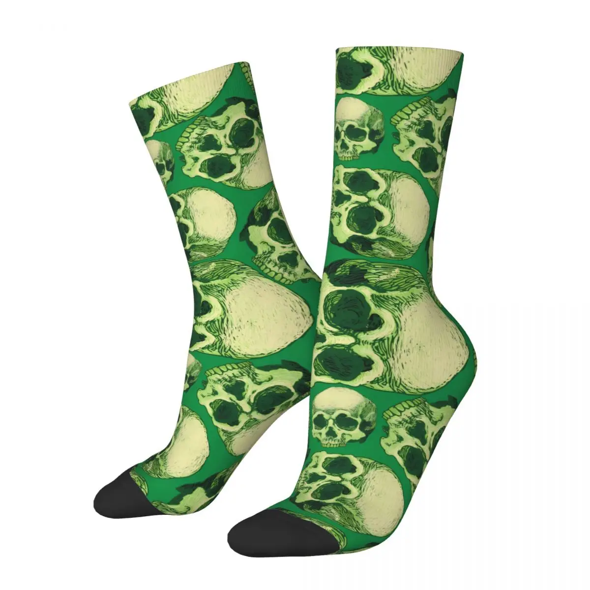 Green Skulls Skull Skeleton Socks Male Mens Women Winter Stockings Hip Hop