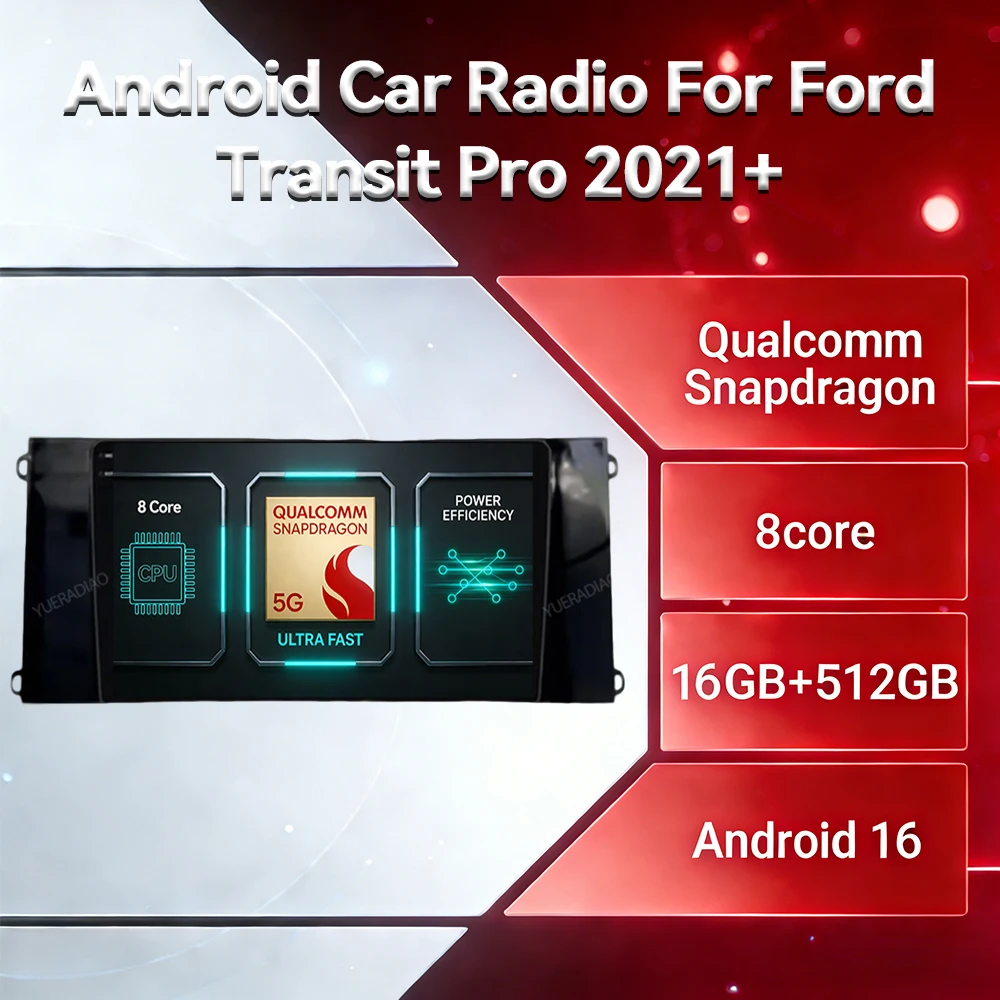 Android 16 Car Radio For Ford New Era Transit PRO 2021 GPS NAVI Multimedia Stereo Video Player Qualcomm QLED BT Head Unit 2DIN