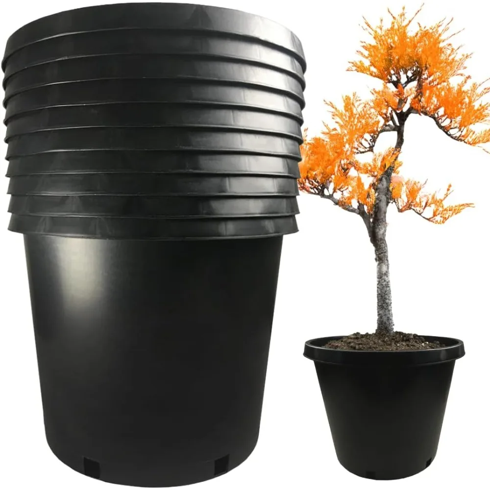 

10-Pack 15 Gallon Premium Black Plastic Nursery Plant Container Garden Planter Pots (15 Gallon) by Arcadia Intl