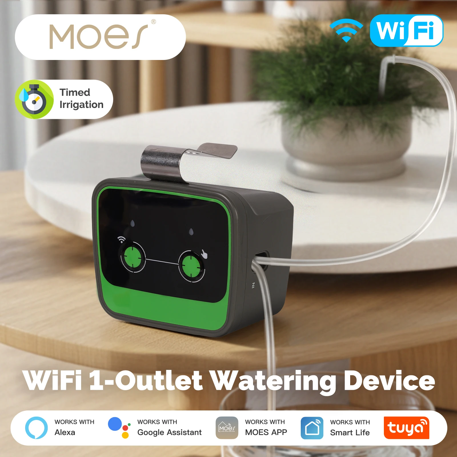 

MOES Tuya WiFi Smart Watering Device Irrigation Timer Automation Cycle Soak APP Remote Works with Alexa Google Home