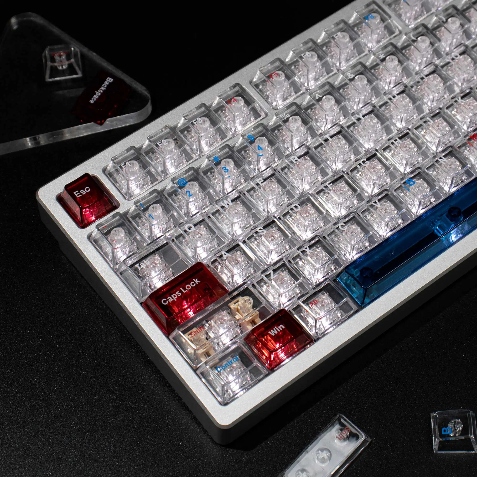 

156 keys Transparent Galaxy Keycaps Cherry profile RGB PC keycaps Top Side English keycaps For MX Switches Mechanical Keyboard