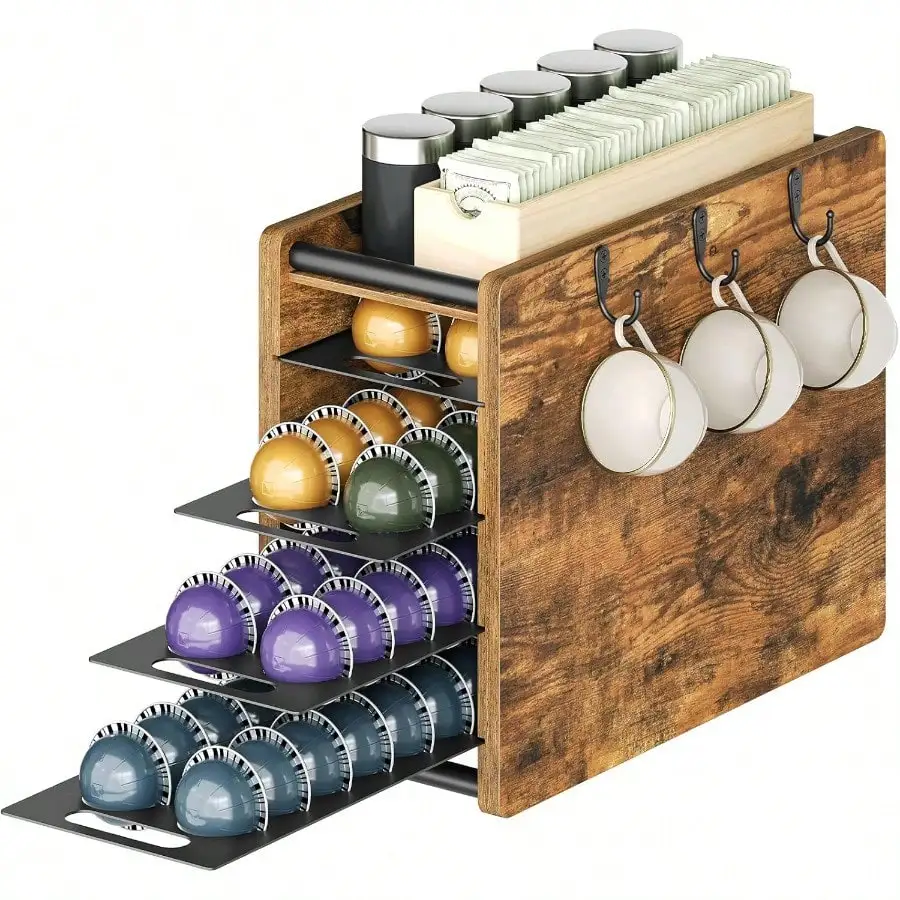 

Coffee Pod Drawer Holder, 72 Pods Large Capacity, 4 Tier Holder For Vertuo, Coffee Pod Organizer For Countertop, Storage Rack Fo