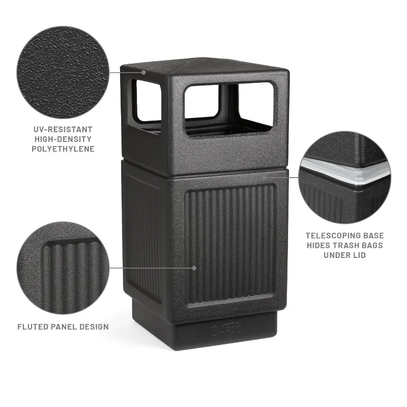 Safco Canmeleon Garbage Can for Indoor and Outdoor Use, Durable & Weather-Resistant Trash Repstacle, 38 Gallons, Black