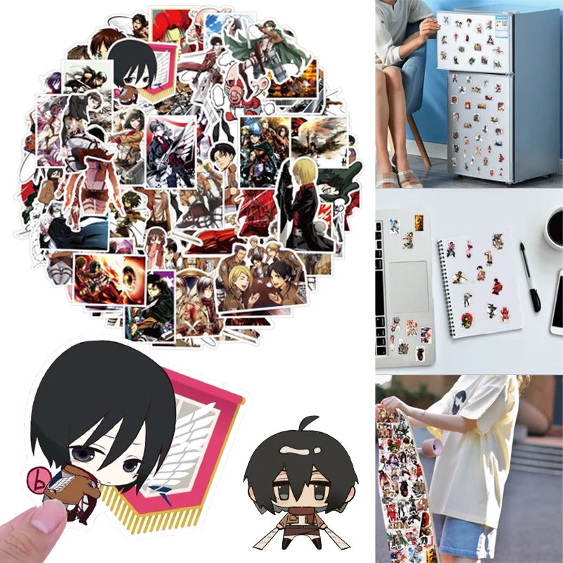 

50pcs Attack on Titan Stickers Cartoon DIY Toy Guitar Phone Bicycle Laptop Notebook Luggage Car Graffiti Stickers Kids Gifts