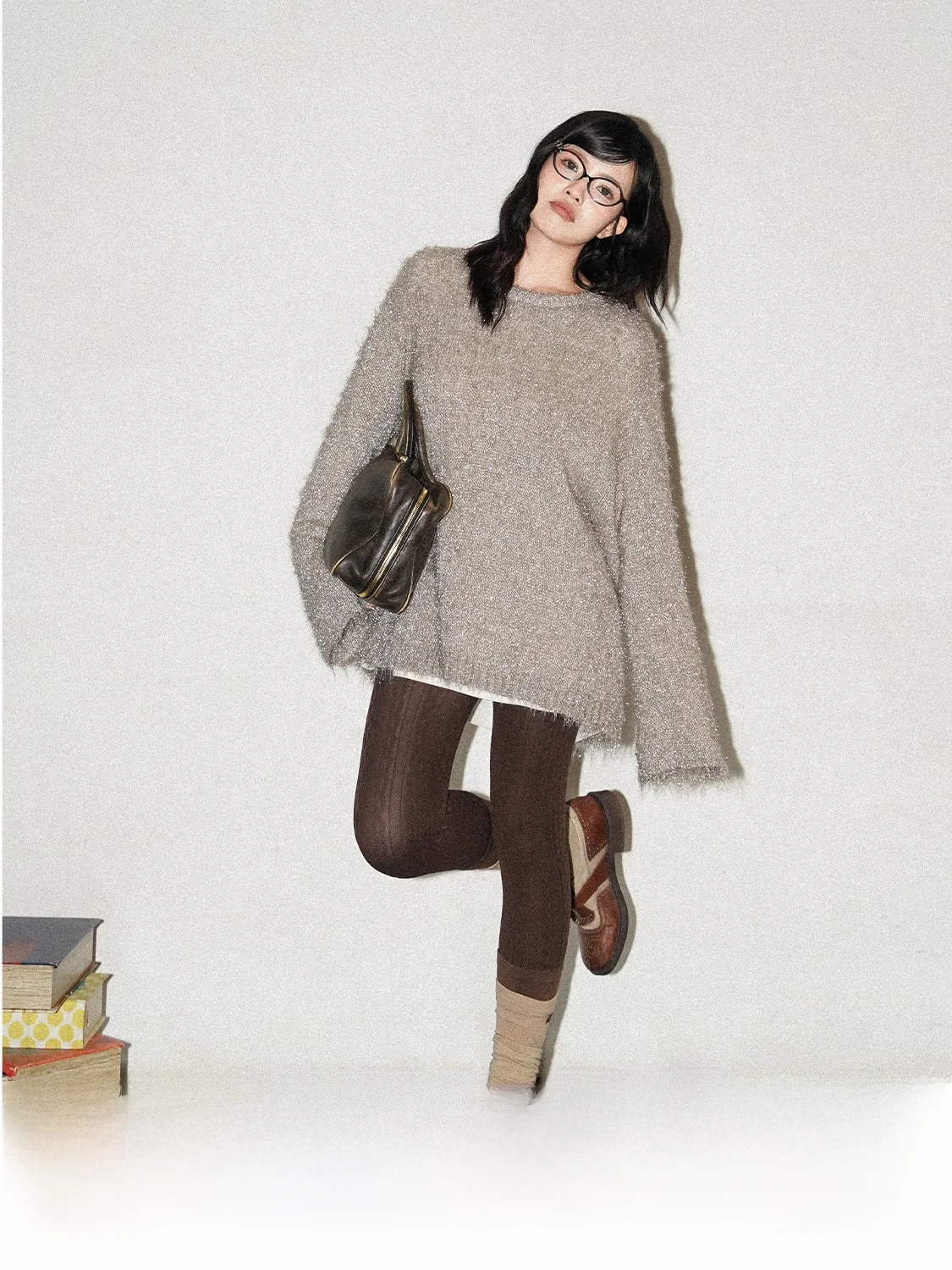 

Женский вязаный свитер JINGU Desire: плотный, свободный крой, мягкий на ощупь, с круглым вырезом, модный трикотаж