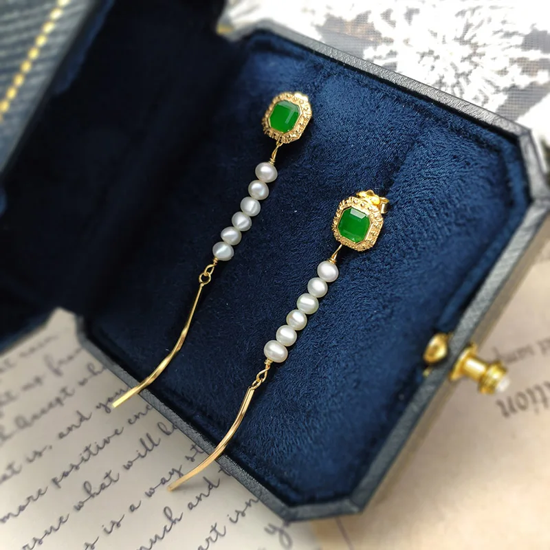 LAMOON Vintage Earrings Women Accessories Freshwater Pearl 925 Sterling Silver 10K Gold Plated Stud Earring Fine Jewelry EI049-1