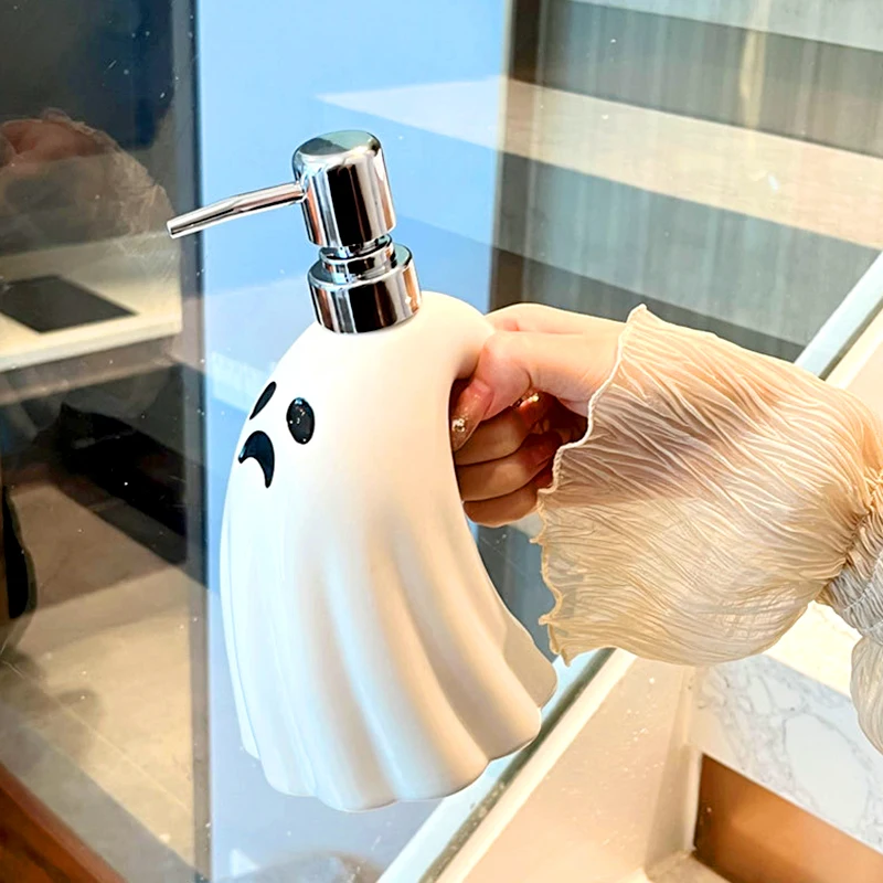 Ceramic Ghost Hand Sanitizer Bottle High-capacity Pressing Storage Bottle Cosmetic Lotion Pump Container Hotel Bathroom Supplies