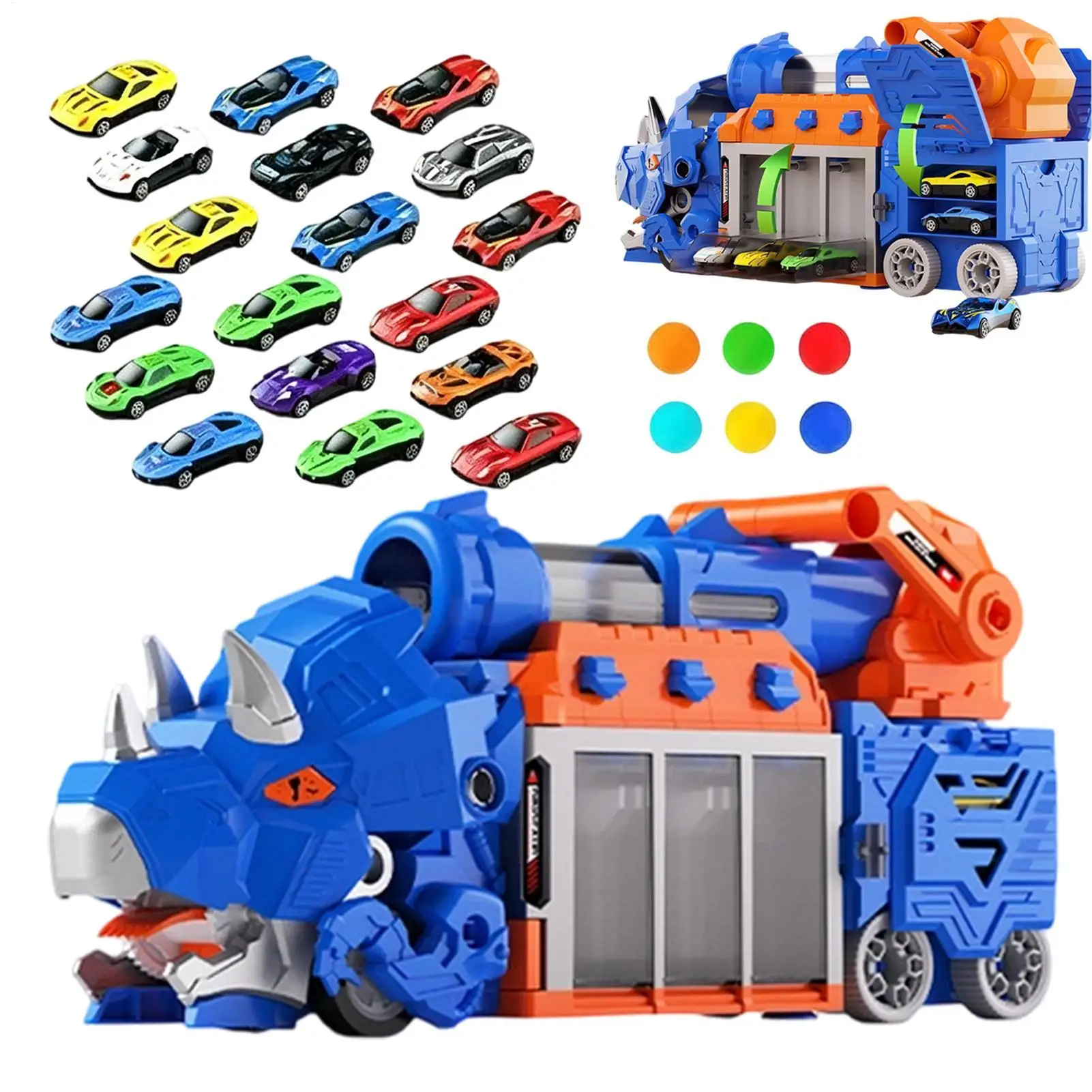 

Dinosaur Truck Foldable Play Car With Storage Bay Dinosaur Cars With 6 Balls For Kids 3-8 Play Game Birthday Party Home Indoor