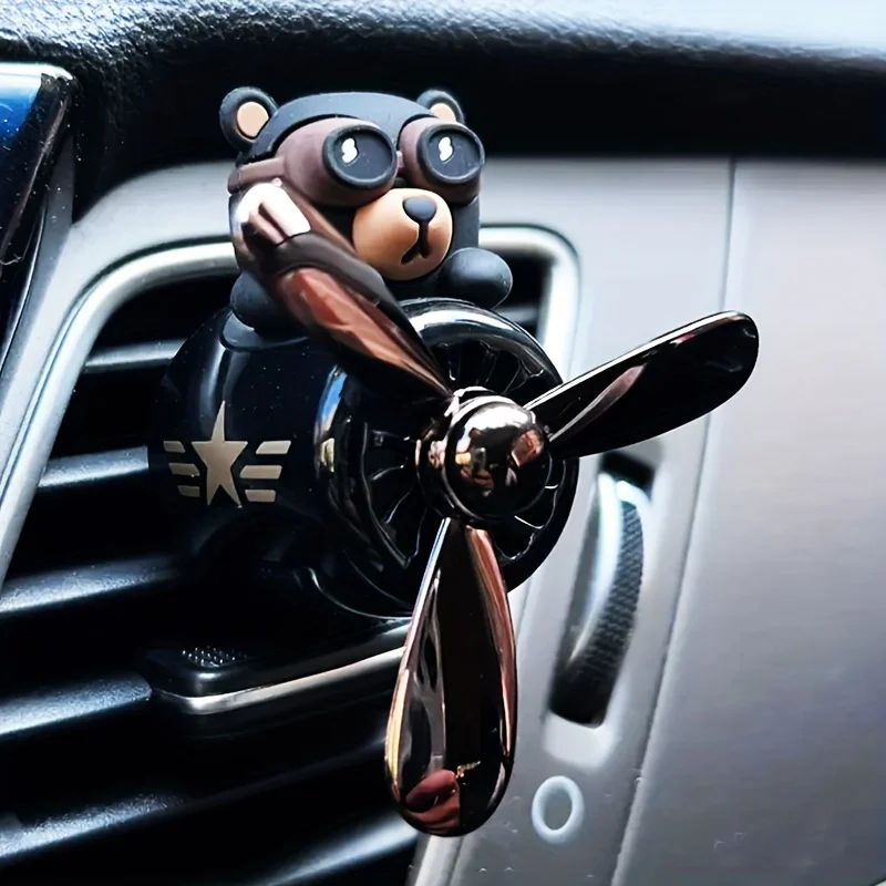 Bear Pilot Car Air Freshener Clip – Refreshing Aroma, Cute Design, Multiple Scents, Easy Vent Attachment