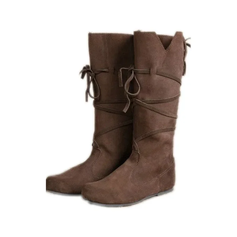 Zapatos medievales vikingos Retro caballero Príncipe Larp, Guerrero de cuero PU, disfraz de Halloween, fiesta de Carnaval, bota nórdica, accesorio