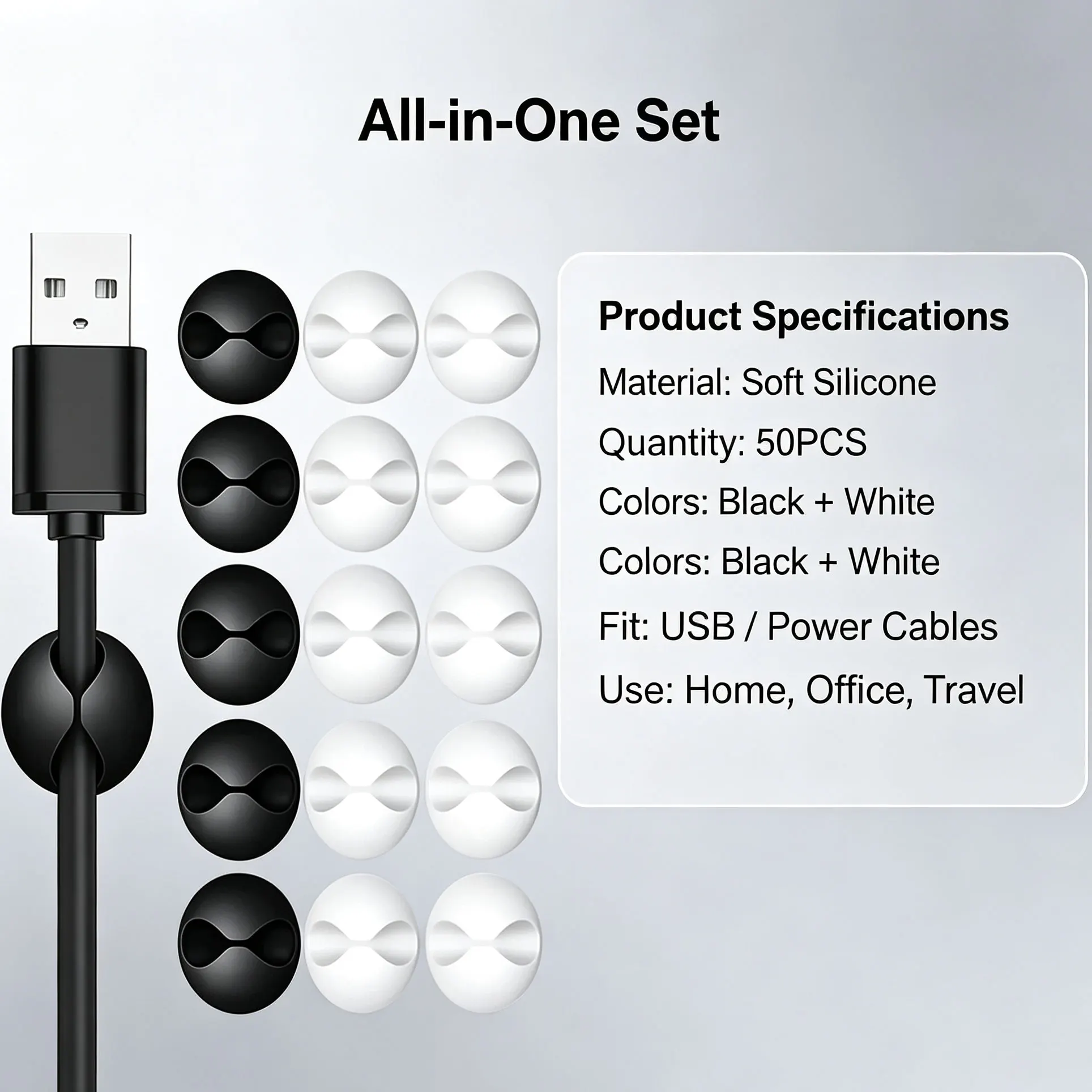 Mini Cable Clips 5Pcs Wire Cord Holder USB Charging Cable Organizer Cable Protector Home Office Car Desk Tidying Accessory