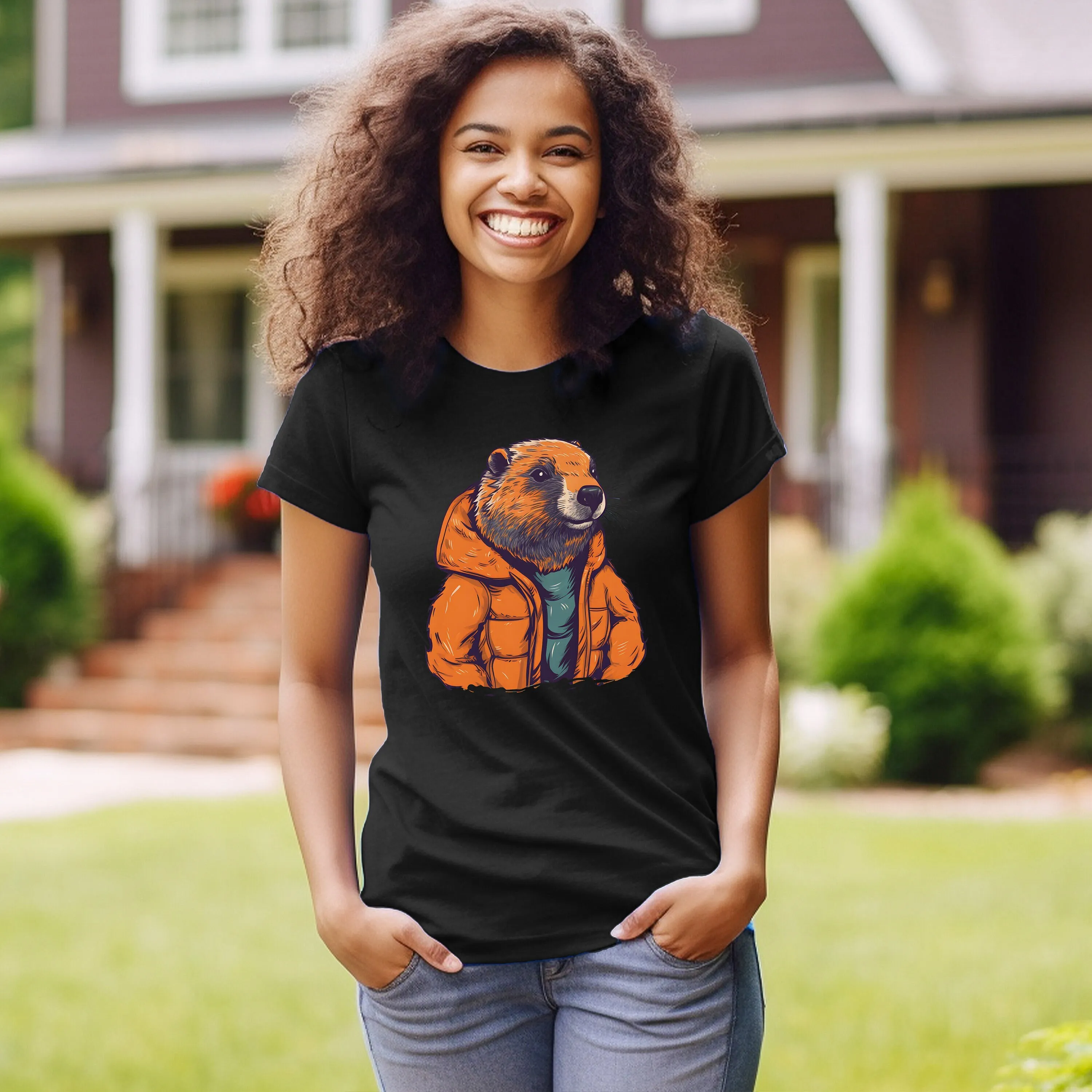 Camiseta Woodchuck Hipster marmota en una chaqueta Animal divertido