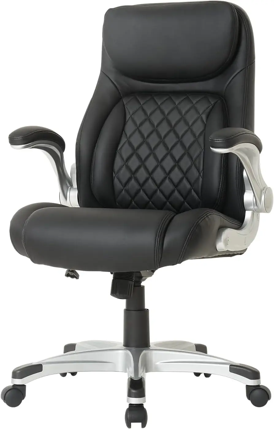 +Posture Ergonomic PU Leather Office Chair. Click5 Lumbar Support with FlipAdjust Armrests. Modern Executive Chair