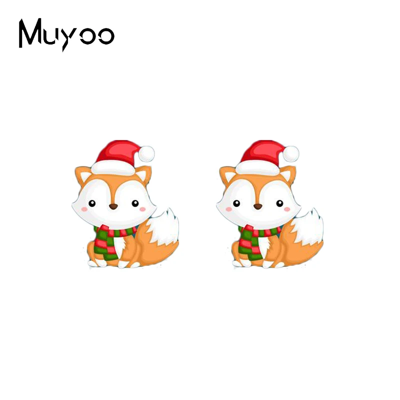 2021 New Winter Animals Snow Globes Christmas Handcraft Acrylic Epoxy Resin Stud Earrings 