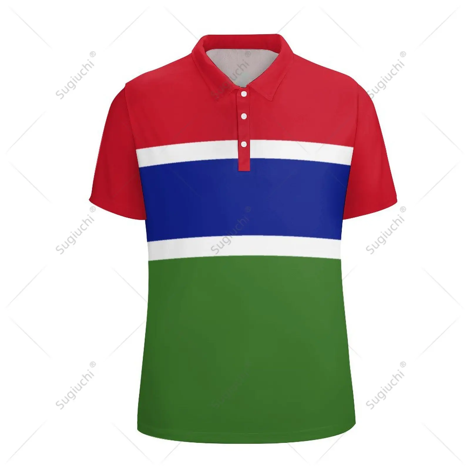 Unisex Polo Shirt Gambia Flag 3D Print Man Polo Fashion Clothing Tracksuits Short Sleeves