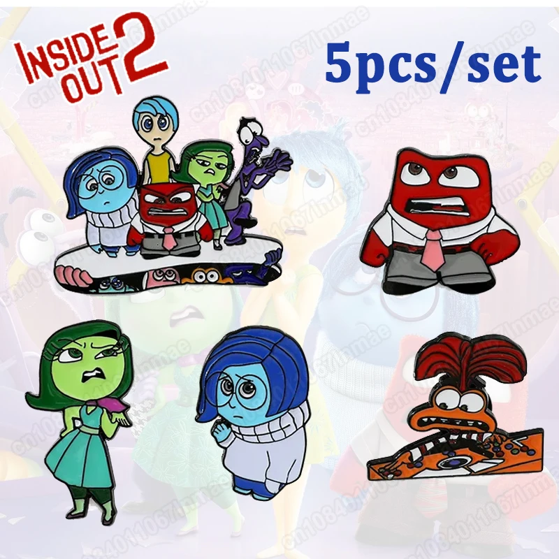 

5Pcs Disney Cartoon Anime Inside Out2 Brooch Cute Scrump Stitch Lapel Pin Fashion Animal Metal Enamel Badge Jewelry Friends Gift