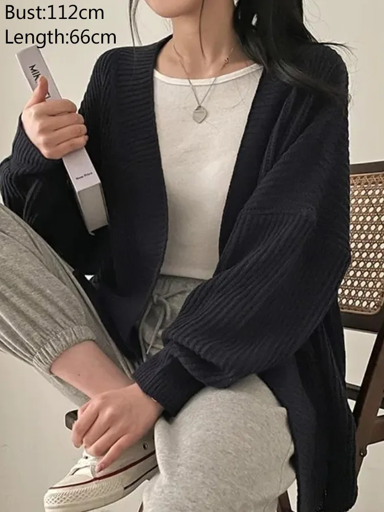 Nueva moda, cárdigan de punto de manga larga, suéter para mujer, Otoño Invierno, suéter suelto informal, abrigo, prendas de vestir elegantes para oficina para mujer