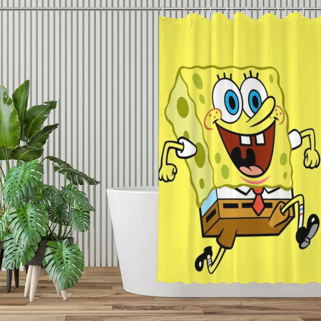 New SpongeBob Waterproof Shower Curtain Polyester Cloth Bath Curtain For Bathroom Decoration