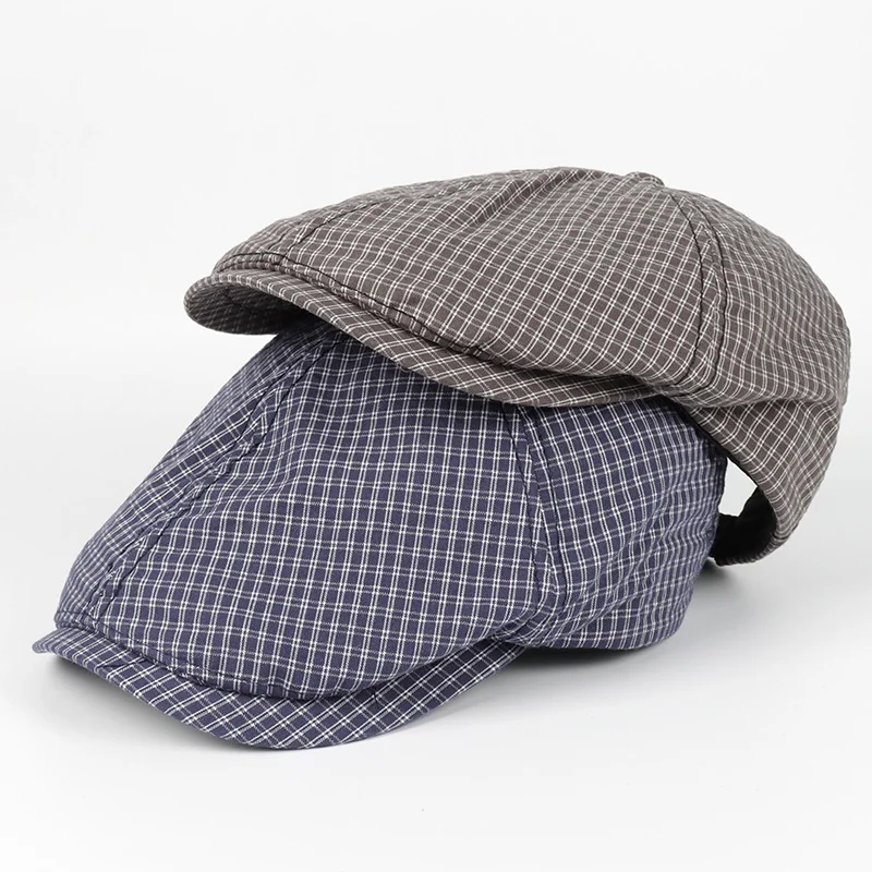 Verano de 2025 	 Gorra plana Newsboy Boina informal Mujer Vintage Estampado a cuadros Peaky Blinders Boina Hombre Gorras para hombres
