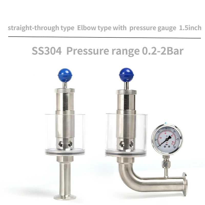 304 Pressure Relief Valve with Pressure Guage 1.5inch Bunging Pressure Device for Beer Fermentation Tank clamp air release valve