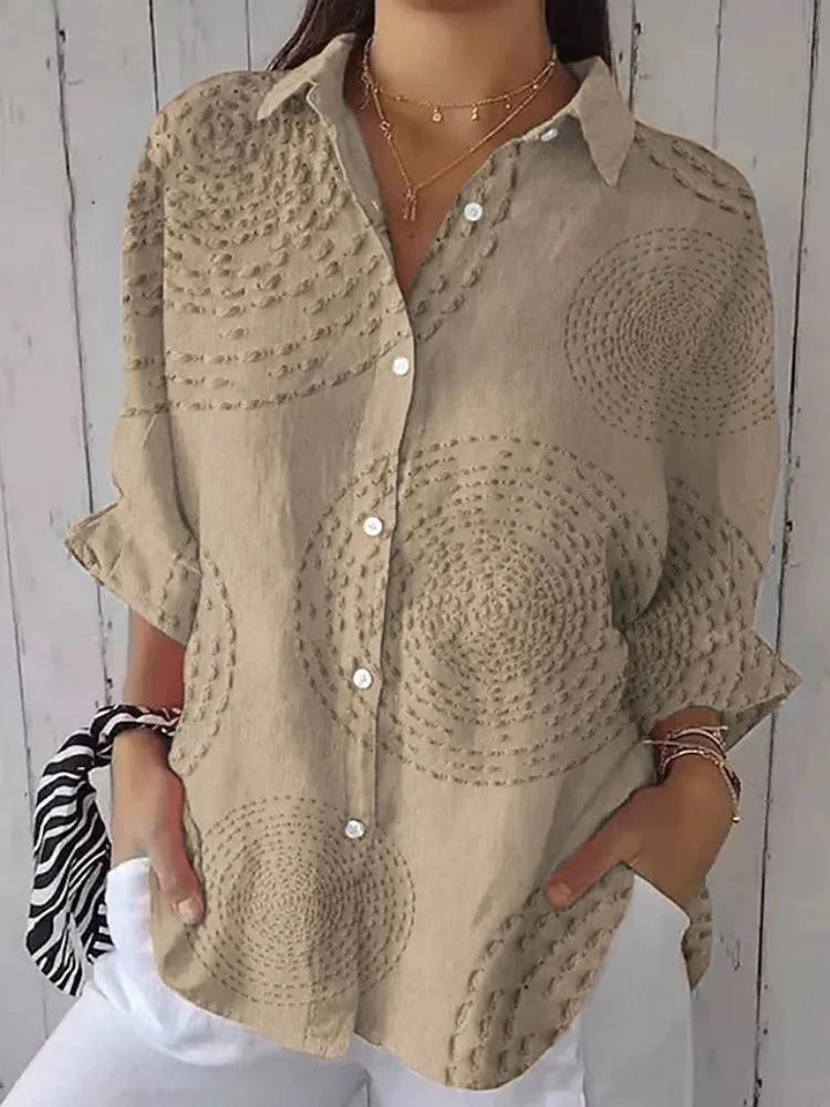 Lässiges Pendlerhemd für Damen, langärmliges Design mit Klappenkragen, stilvolles und bequemes Oberteil, einfaches und einzigartiges Hemd