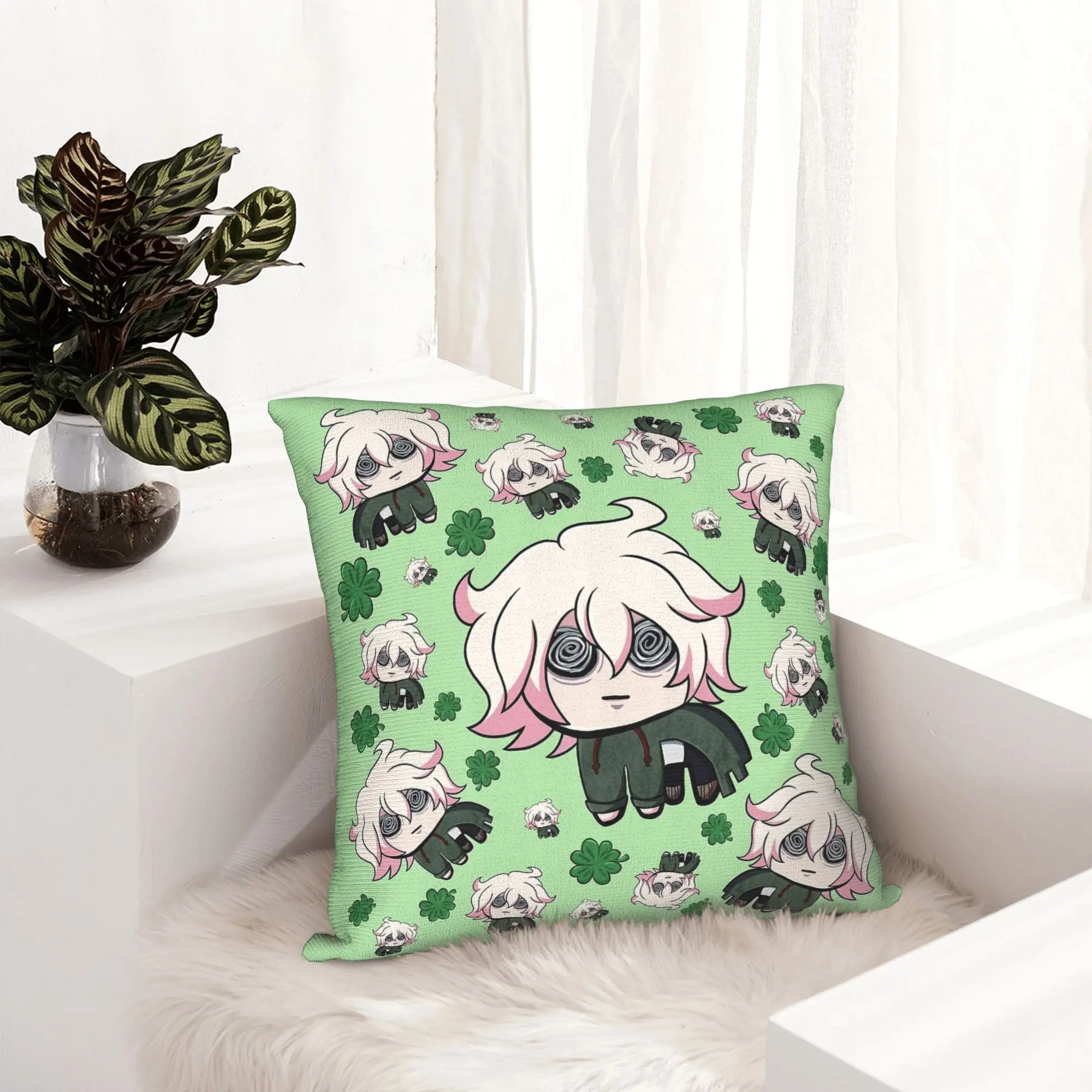 Nagito Komaeda Anime Pillowcase Printing Cushion Cover Decorations Throw Pillow Case Cover Home Square