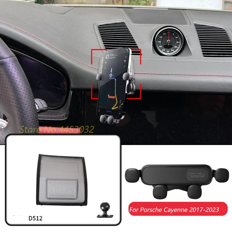 Gravity Car Phone Holder For Porsche Cayenne 2018-2023 Auto-Clamping Phone Stand Mount With Base Bracket Car Accessories